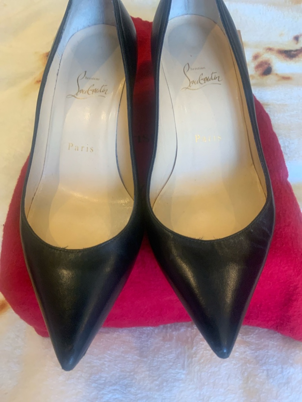 Christian Louboutin Black Leather Wedge Pumps